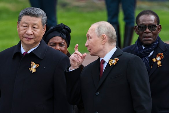 Chinese President Xi Jinping and Russian President Vladimir Putin in Moscow in May. 