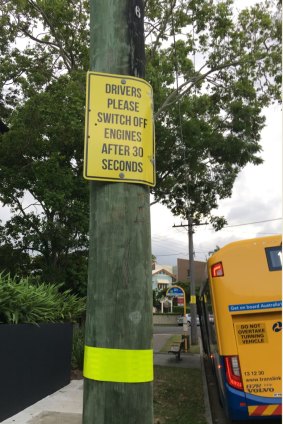 Signs at Brisbane terminuses instruct drivers to switch off their engines after 30 seconds.