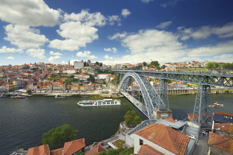 Scenic Azure and the Dom Luís Bridge, Porto.