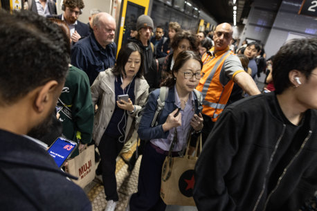 Peak hour at Town Hall station on Tuesday.