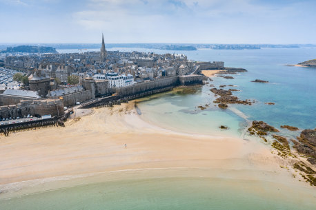 The French port city of Saint-Malo and its walled old town.