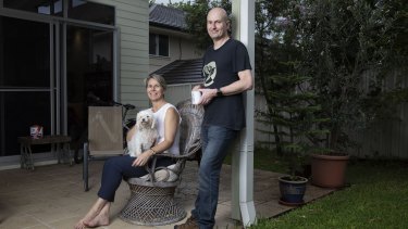 Jessica Stewart and her husband Chris Gentle at their Gladesville home in Sydney's inner West.  They believe that spiralling property prices are not good for them or their three children. 