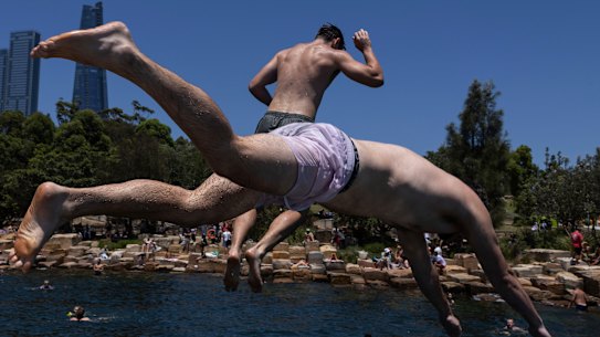 Swimmers take a dip at Marrinawi Cove. 