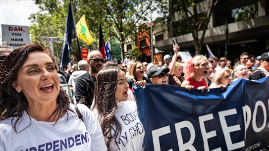 Crossbench MP Catherine Cumming at the freedom rally on Saturday.