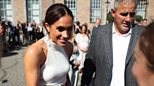 Meghan, Duchess of Sussex, with her bodyguard greets members of the public during the Invictus Games Dusseldorf 2023 - One Year To Go events on September 06, 2022.