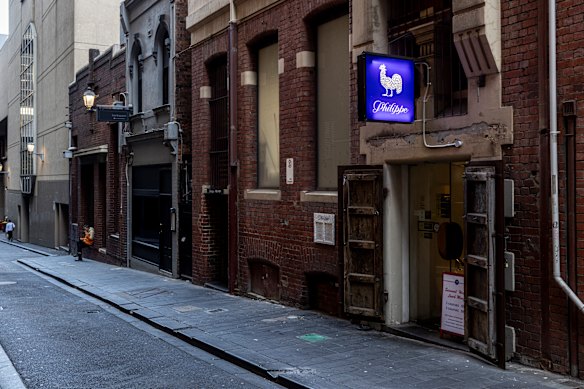 The restaurant is accessed via George Parade off Collins Street.