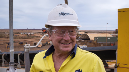 Fortescue executive chairman Andrew Forrest in Port Hedland where Iron Bridge magnetite is loaded onto ships.