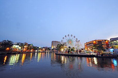 Melaka River cuts across the city.