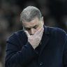 Tottenham manager Ange Postecoglou reacts after Manchester City take the lead in their FA Cup clash.