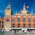 Amsterdam Centraal station’s ornate facade.