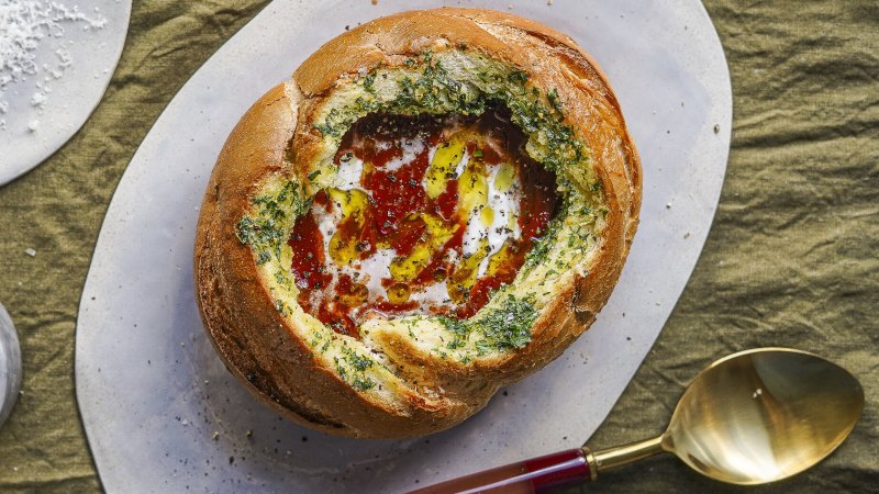 Five ways to magic a meal from a can of tomato soup (starring this garlic-bread cobb loaf bowl)