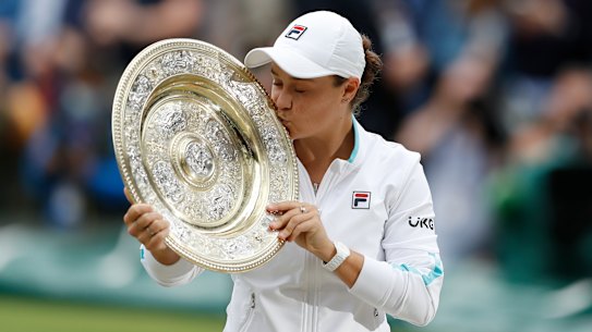 Ash Barty with the trophy.