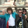 The Rolling Stones, then mere 50-somethings, announce their “Bridges to Babylon” tour beneath the Brooklyn Bridge in 1997. From left, Charlie Watts, Mick Jagger, Keith Richards and Ron Wood. 