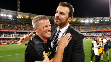 All’s well that ends well for Richmond’s coach Damien Hardwick and CEO Brendon Gale.