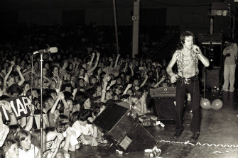 AC/DC performing at the Hordern Pavilion in Sydney on December 12, 1976.