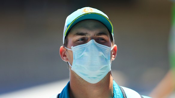 Mitch Swepson at the SCG on Monday. 