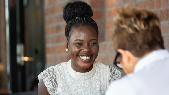 AFLW player Akec Makur Chuot at Platform 28