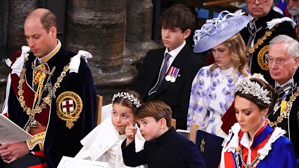 Deep in conversation, Prince Louis and Princess Charlotte.