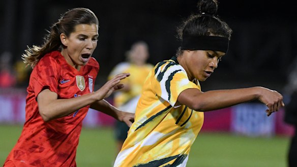 Rare talent: Mary Fowler in action during an international against the United States in April. 