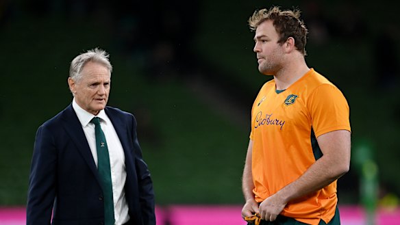 Joe Schmidt and Wallabies captain Harry Wilson, a player who was omitted from the 2023 World Cup.