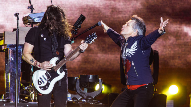 Jon Bon Jovi at the MCG on Saturday night. 
