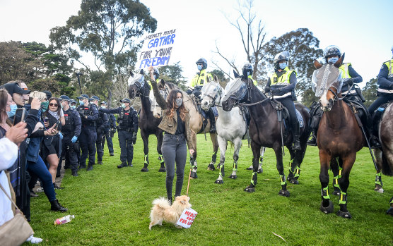 An anti-lockdown rally in Melbourne in September.
