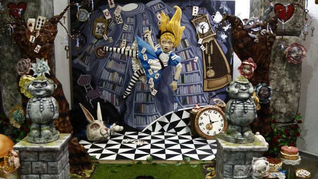 An Alice in Wonderland cake is seen on display at the International Cake Festival in Brisbane.