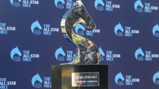 The trophy for Saturday's All-Star Mile at Flemington.