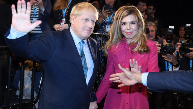 Britain's Prime Minister Boris Johnson and fiancee Carrie Symonds, who was seen vacationing in Italy.
