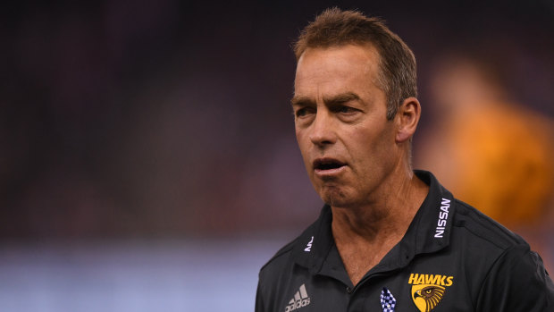 Plenty to ponder: Hawthorn coach Alastair Clarkson during the narrow round 4 loss to St Kilda at Marvel Stadium.