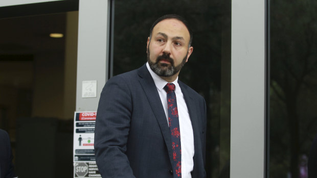 Treiza and Meriam Bebawy's solicitor Richard Chidiac leaves Bankstown Local Court on Monday.