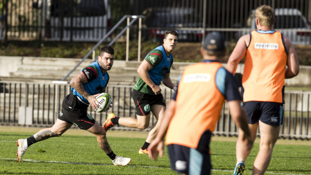 Adam Reynolds in action for the Rabbitohs in a game of touch football against the Waratahs. 