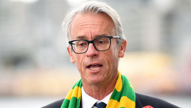 Guarded: FFA chief executive David Gallop addressed speculation surrounding the sacking of former Matildas coach Alan Stajcic.