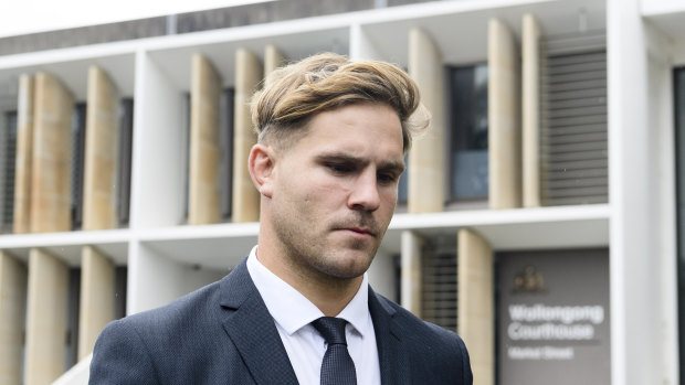 Jack de Belin outside the NSW District Court in Wollongong on Thursday.