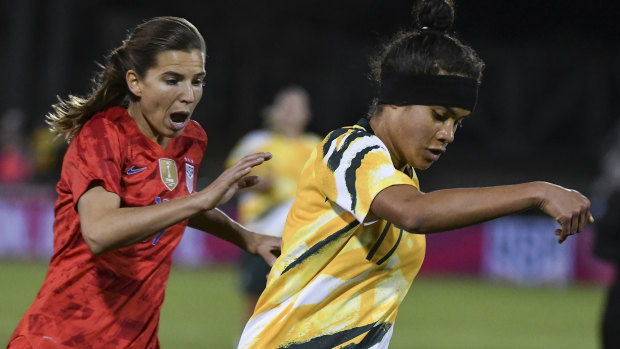 Rare talent: Mary Fowler in action during an international against the United States in April. 