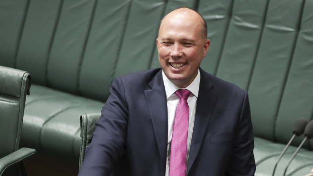 Home Affairs Minister Peter Dutton during the Labor and Greens push to introduce a no confidence motion.