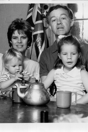 The Singletons at home in Glebe. Jane and David Singleton with their daughter Jessica and son Thomas in 1986.