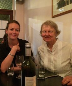 Margaret Power and her daughter Hannah “imbibing at a restaurant”.