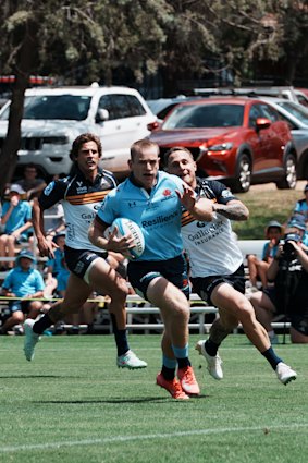 Max Jorgensen bamboozles the defence in the Waratahs’ trial win over the Brumbies.