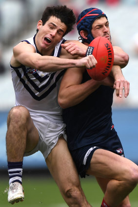 Brotherly scrap: Docker Andrew Brayshaw and Demon Angus Brayshaw.