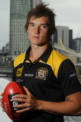 Early days: Dustin Martin after being snapped up by the Tigers.