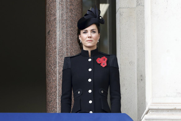 The Duchess of Cambridge wearing Catherine Walker and co. at the Service of Remembrance in 2020.