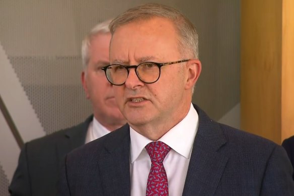 Prime Minister Anthony Albanese addresses the media in Perth today.