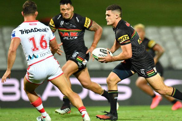 Nathan Cleary on the attack.
