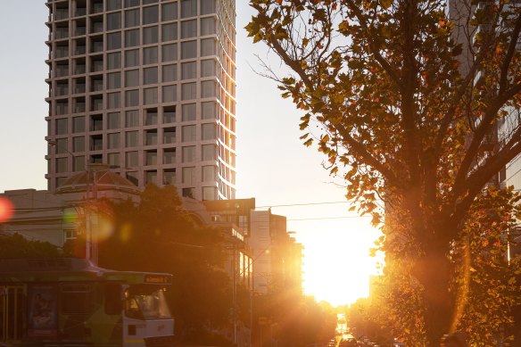 An artist’s impression of the 20-storey project in South Melbourne.