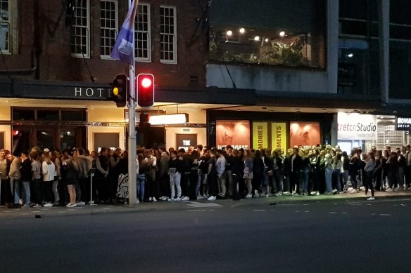 The line outside The Golden Sheaf in Double Bay last week