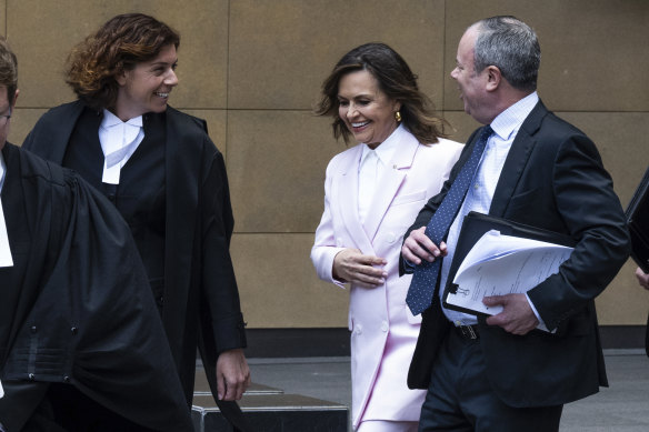 Lisa Wilkinson and lawyers arrive at court on Wednesday.