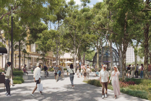 An artist’s impression of Ryde Council’s concept plans for the interchange and public plaza at Macquarie Park.