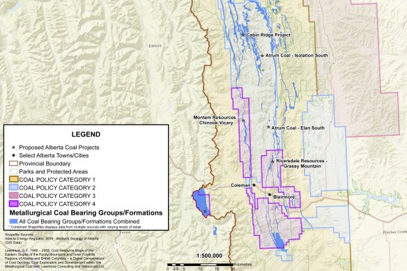 There are several metallurgical coal projects from exploration to mines proposed in Alberta.