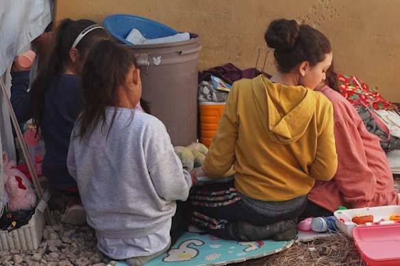 Australian girls in al-Roj camp on Wednesday.